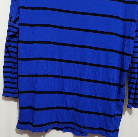 a.n.a blue black striped top drop sleeve striped top - Picture 9 of 9